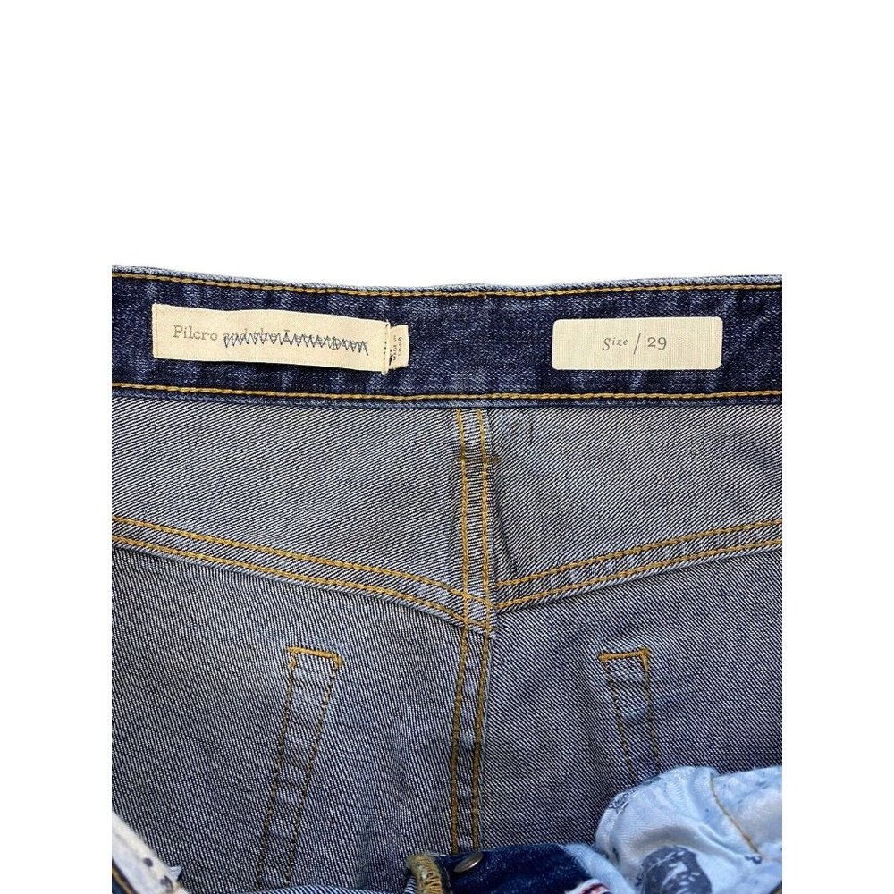 Anthropologie Pilcro Letterpress Jeans Size 29 Two Tone Flare Raw Hem Blue Denim - Picture 4 of 7